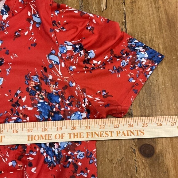 Women's Summer Tunic Top V-Neck Short Sleeve Casual Loose Fit Comfy #1099 - Picture 7 of 7